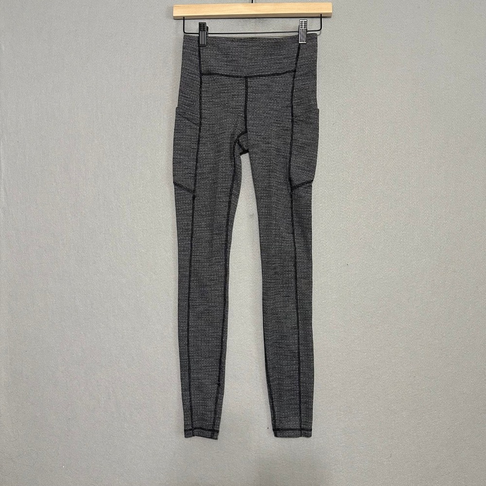 Lululemon Speed Up Tight 28 Herringbone Black White Running Leggings Womens 4